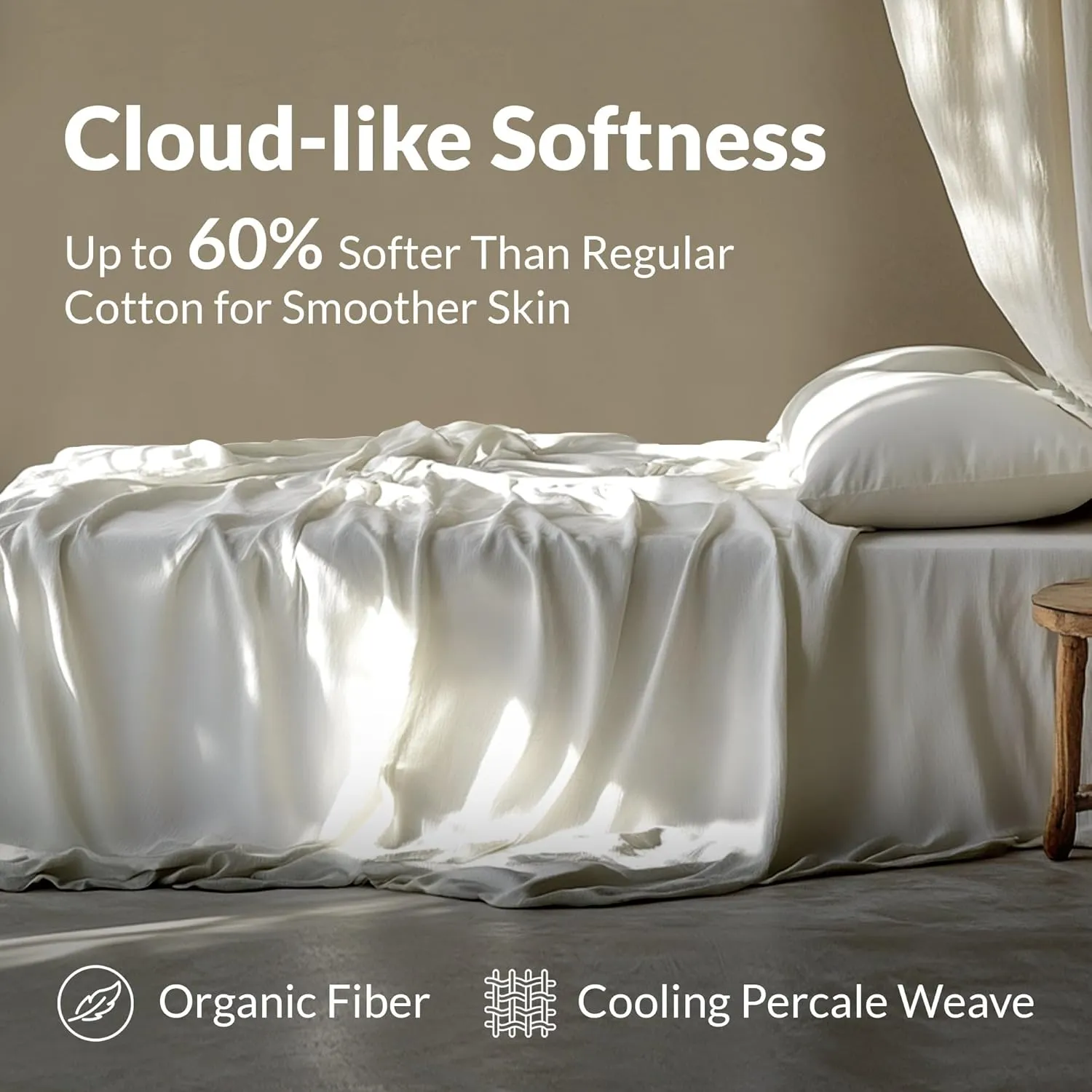 100% Cotton Percale Sheets King Size - Cool & Crisp Hotel Feeling, Breathable, Softer After Each Wash, Fitted Sheets with Deep Pockets, Double-Elastic & Corner Straps, Z-Hem Luxury Stitching