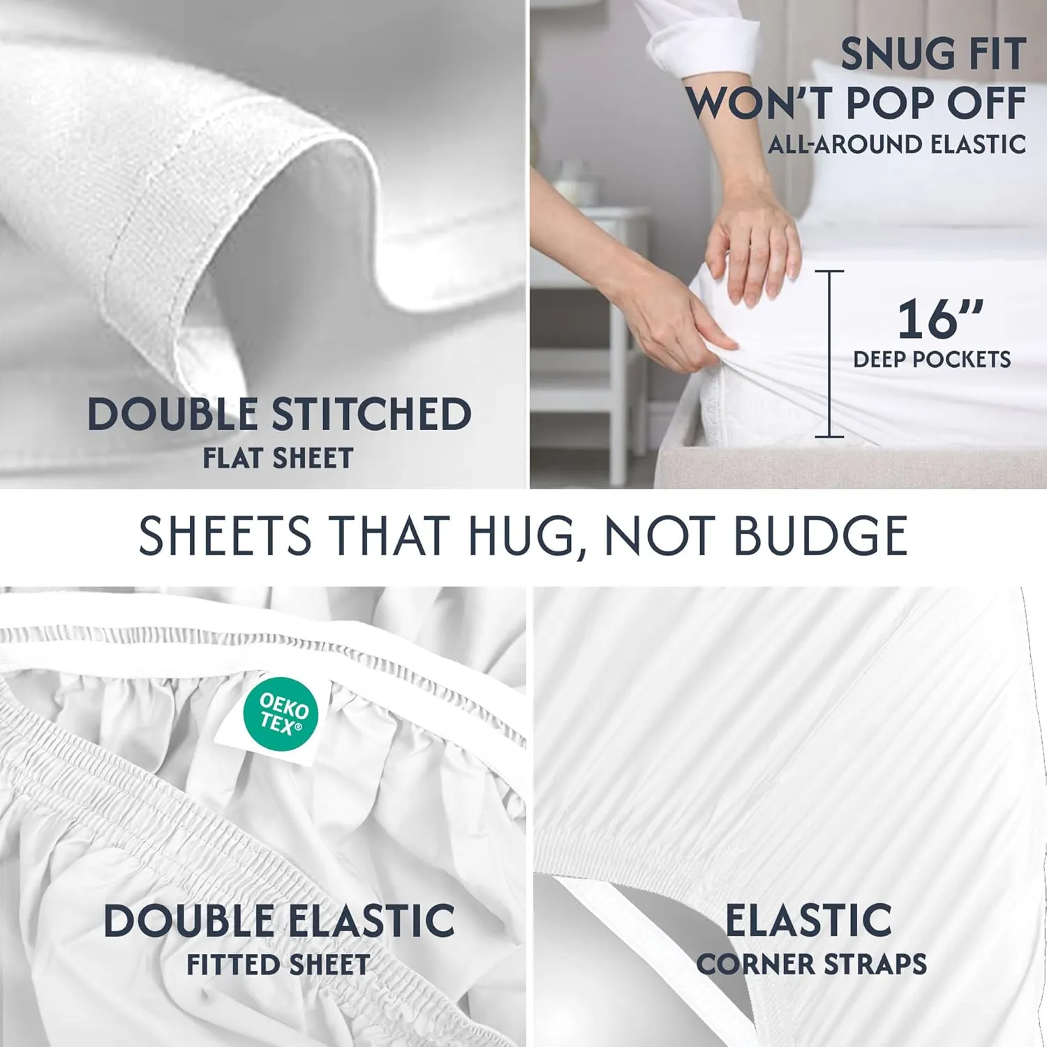 100% Cotton Percale Sheets King Size - Cool & Crisp Hotel Feeling, Breathable, Softer After Each Wash, Fitted Sheets with Deep Pockets, Double-Elastic & Corner Straps, Z-Hem Luxury Stitching
