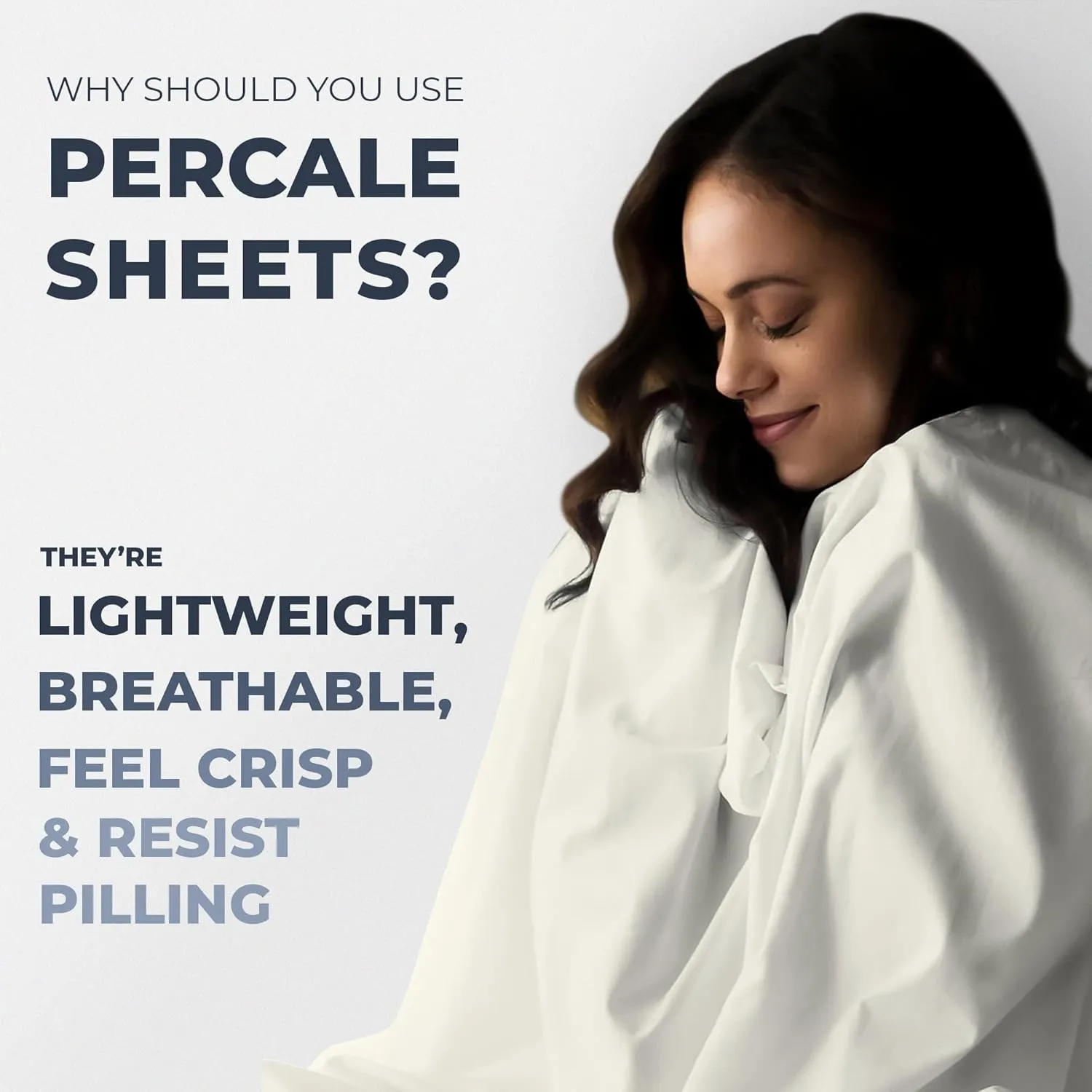 100% Cotton Percale Sheets King Size - Cool & Crisp Hotel Feeling, Breathable, Softer After Each Wash, Fitted Sheets with Deep Pockets, Double-Elastic & Corner Straps, Z-Hem Luxury Stitching