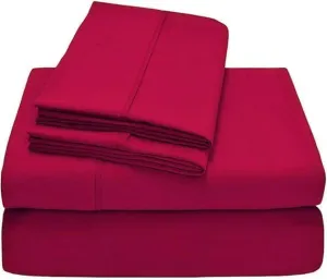 100% Pima Cotton 800 TC 4-Piece Top Split Head California King Sheets for Adjustable Beds, Designed for Sleep Number Beds- 36'' Split from The Top, 15" Deep Pocket Fit - Burgundy