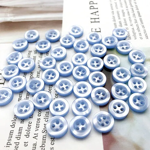 10mm Sky Blue Round Four-Hole Shirt Buttons for Men and Women 100pcs