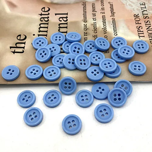10mm Sky Blue Round Four-Hole Shirt Buttons for Men and Women 100pcs