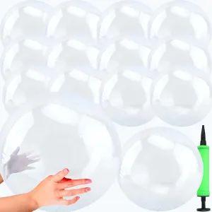 14 Pack 16 Inch Inflatable Clear Beach Ball Transparent Beach Ball Swimming Pool Balls for Kids Adults Summer Beach Pool Party Favors