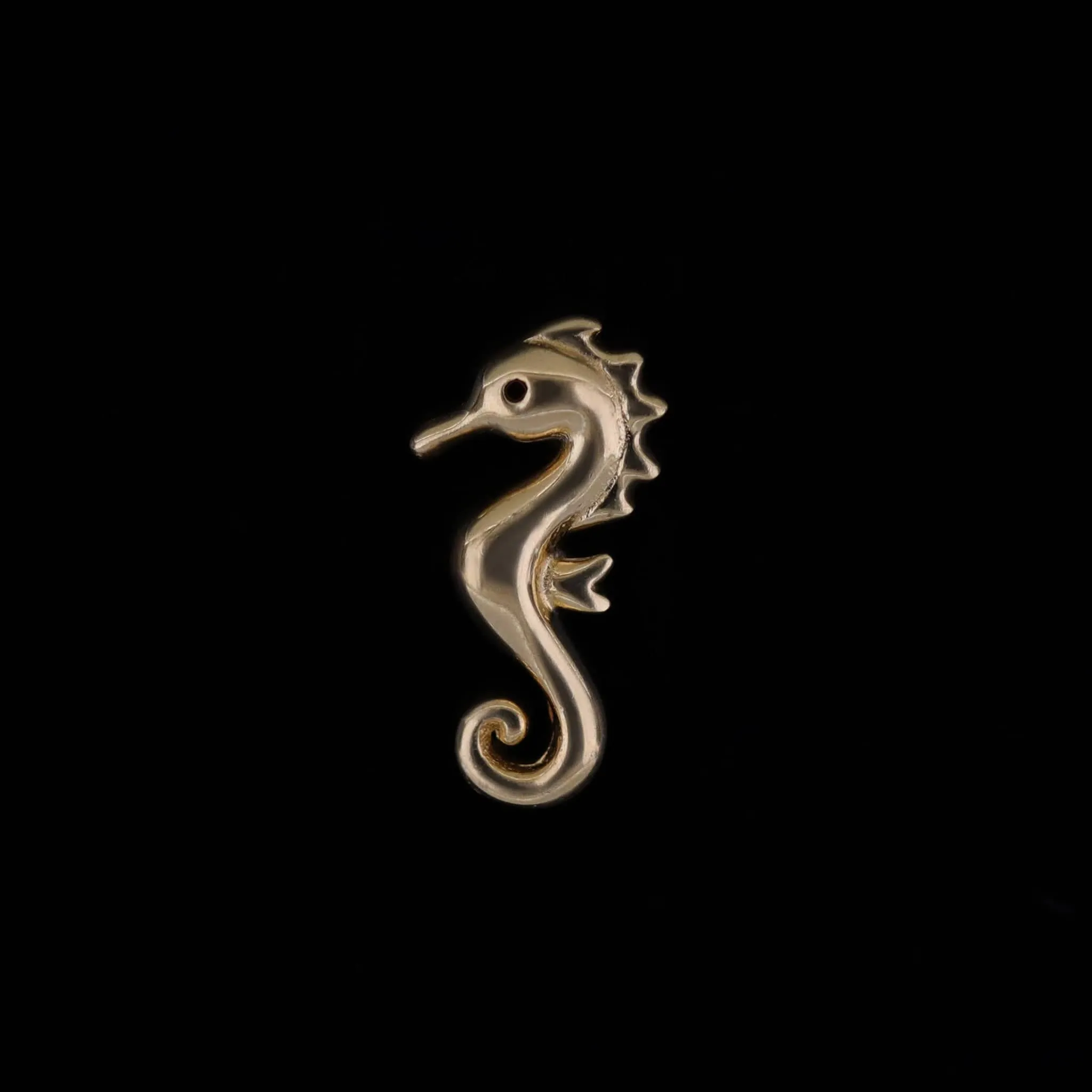14K Solid Gold Tiny Seahorse Flat Back Earring