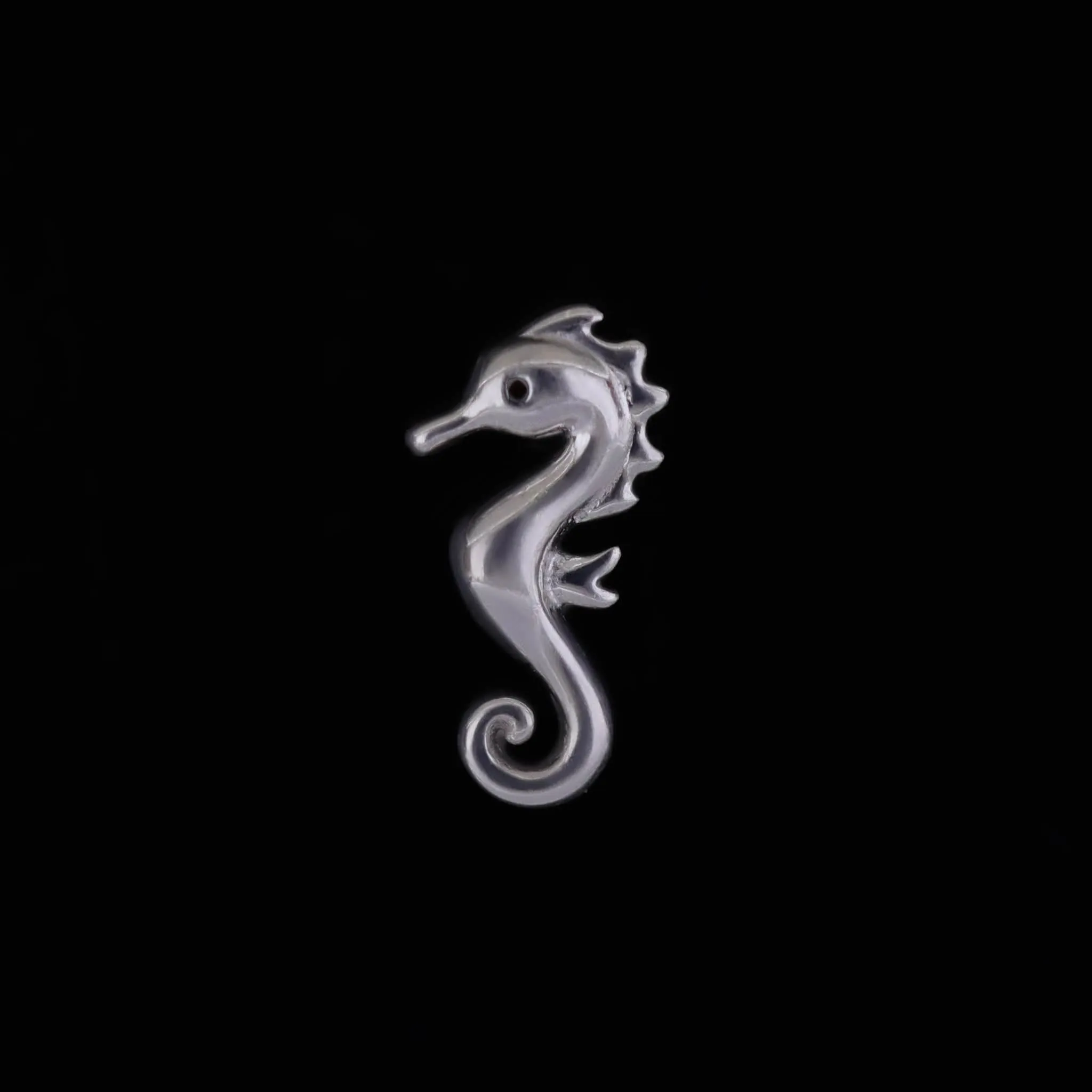 14K Solid Gold Tiny Seahorse Flat Back Earring