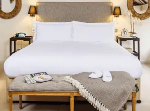 2 Pack Embrace Jacquard Top Sheet White Queen 94 x 92 in - Triple Bed Sheeting - Not A Flat Sheet - Duvet Comforter Protector (2)
