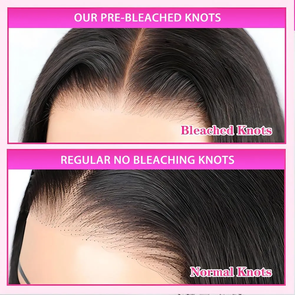 24 inch Glueless Wigs Human Hair Pre Plucked Pre Cut 7X5 HD Lace Upgrade Invisible Knots Wear and Go Deep Wave No Glue Lace Wig, Glueless Wig Human Hair Wigs Natural black 200% Density