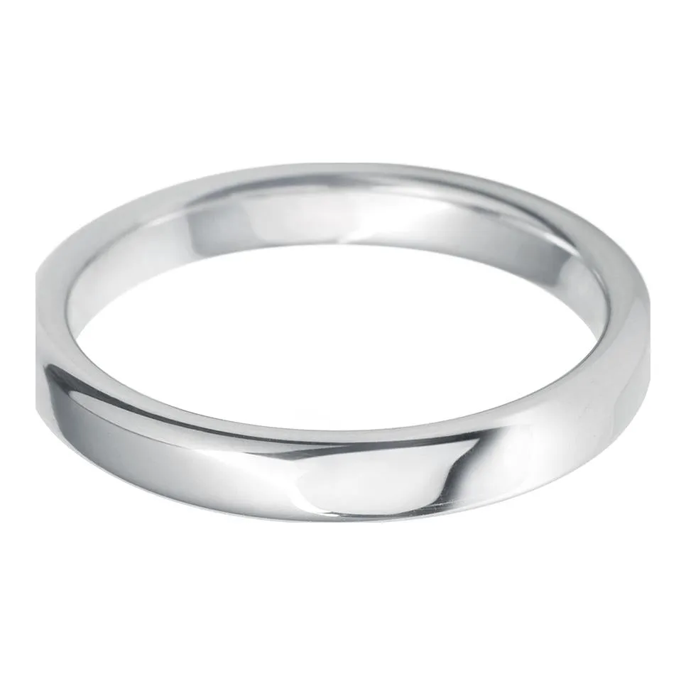 3mm Rounded Flat lightweight Wedding Ring