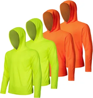 4 Pack Men's UPF 50  Sun Protection Hoodie Shirts Long Sleeve Shirts Quick Dry Lightweight for Running Workout Hiking Fishing