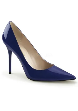 4" Pointed-Toe Pump, Navy Blue Patent