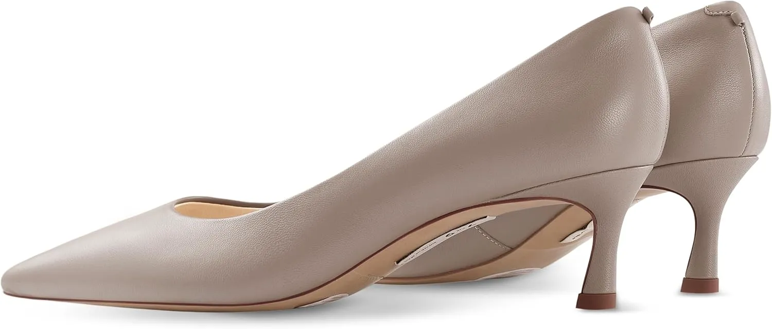 7or9 Nude Heels for Women Comfortable Women’s Pumps Breathable Lambskin White Heels Closed Toe Dressy Prom Heels 2"