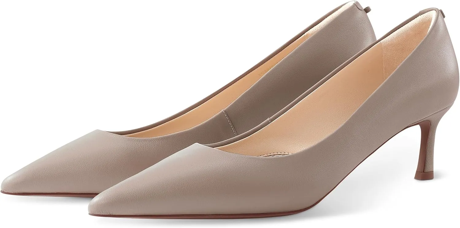 7or9 Nude Heels for Women Comfortable Women’s Pumps Breathable Lambskin White Heels Closed Toe Dressy Prom Heels 2"