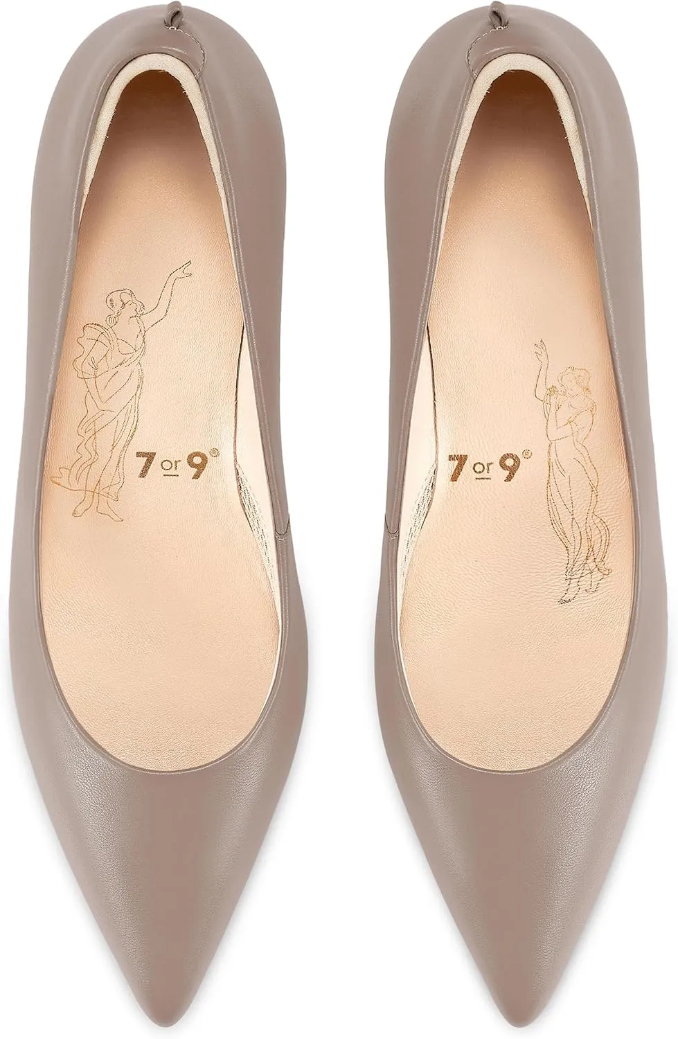 7or9 Nude Heels for Women Comfortable Women’s Pumps Breathable Lambskin White Heels Closed Toe Dressy Prom Heels 2"