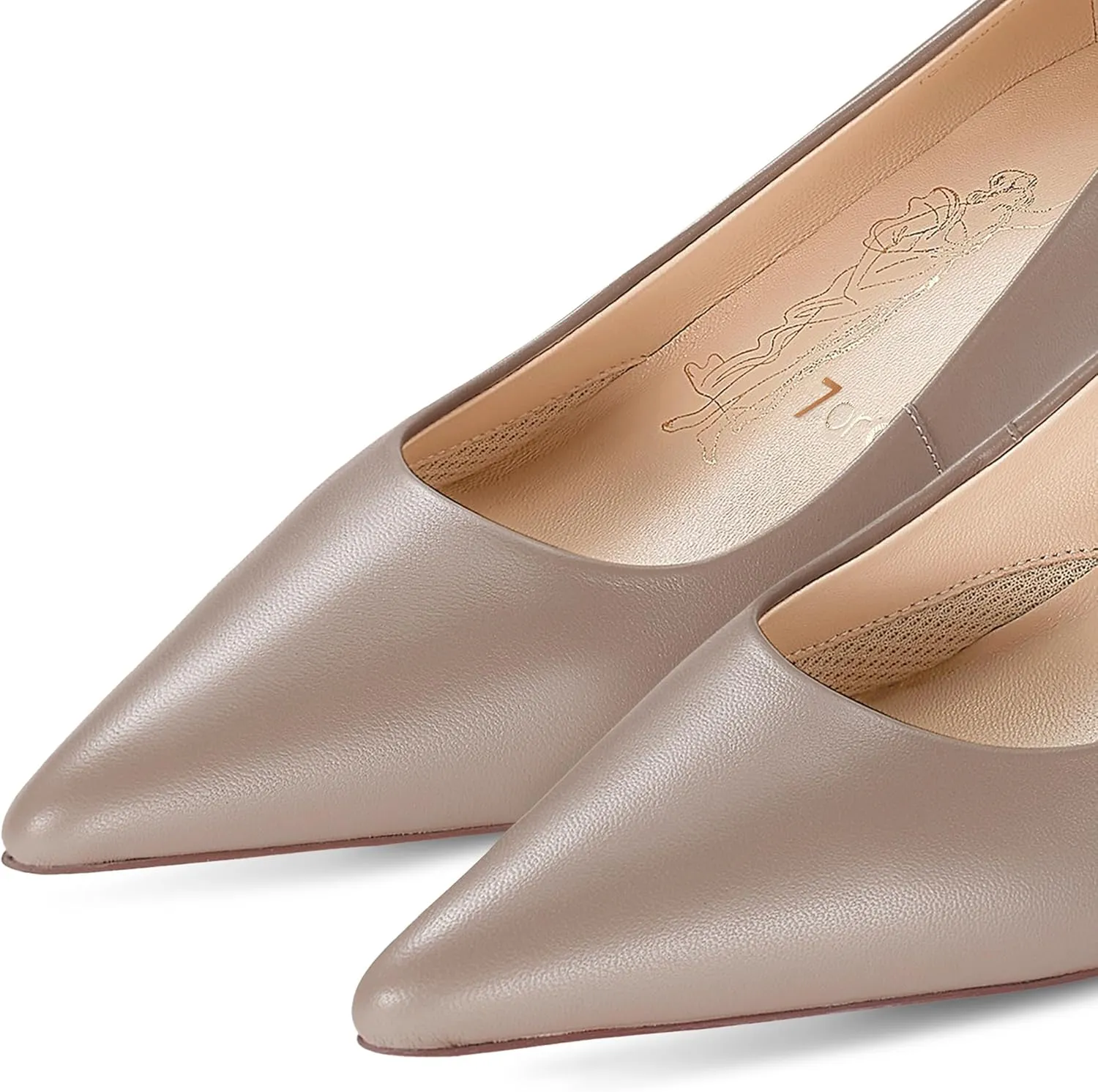7or9 Nude Heels for Women Comfortable Women’s Pumps Breathable Lambskin White Heels Closed Toe Dressy Prom Heels 2"