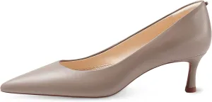 7or9 Nude Heels for Women Comfortable Women’s Pumps Breathable Lambskin White Heels Closed Toe Dressy Prom Heels 2"