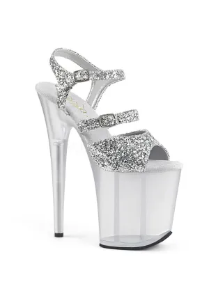 8" Heel, 4" PF Glitter Ankle Strap Sandal