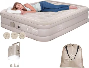 Air Mattress Queen with Built in Pump and Light,Queen Air Mattress with Built in Pump,15.8" Height,Self Inflating with Flocking Fabric, Ideal for Camping, Guests, and Hiking