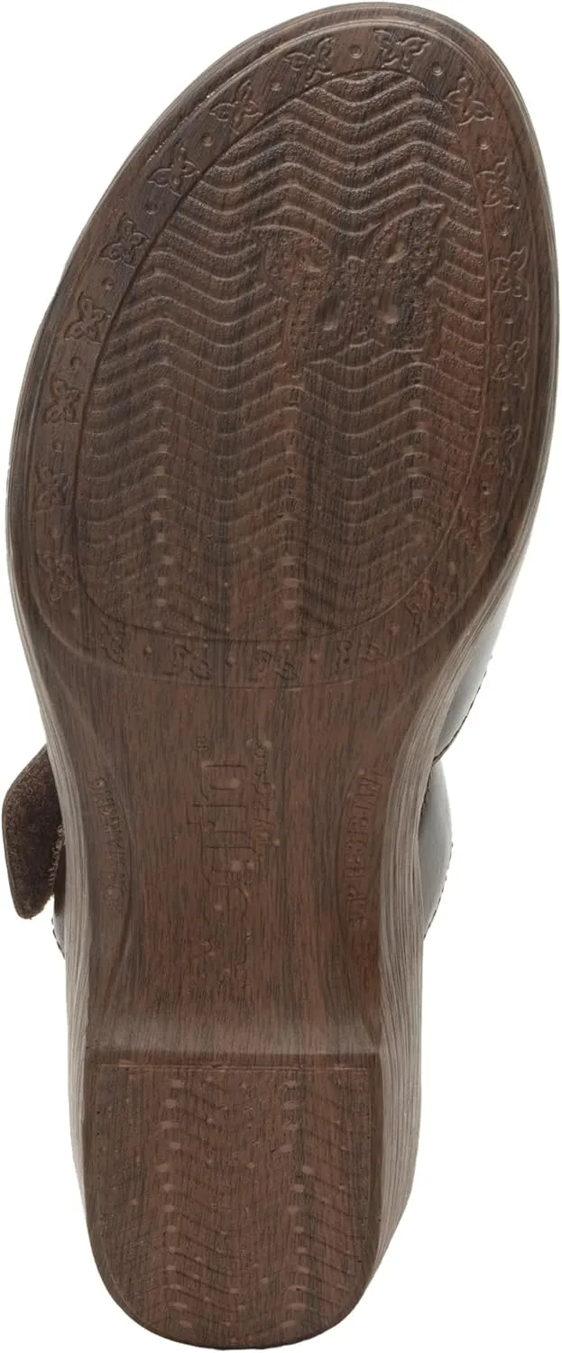 Alegria Womens Sydni Leather Open Back Slip-On Wedge Heel