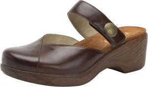 Alegria Womens Sydni Leather Open Back Slip-On Wedge Heel