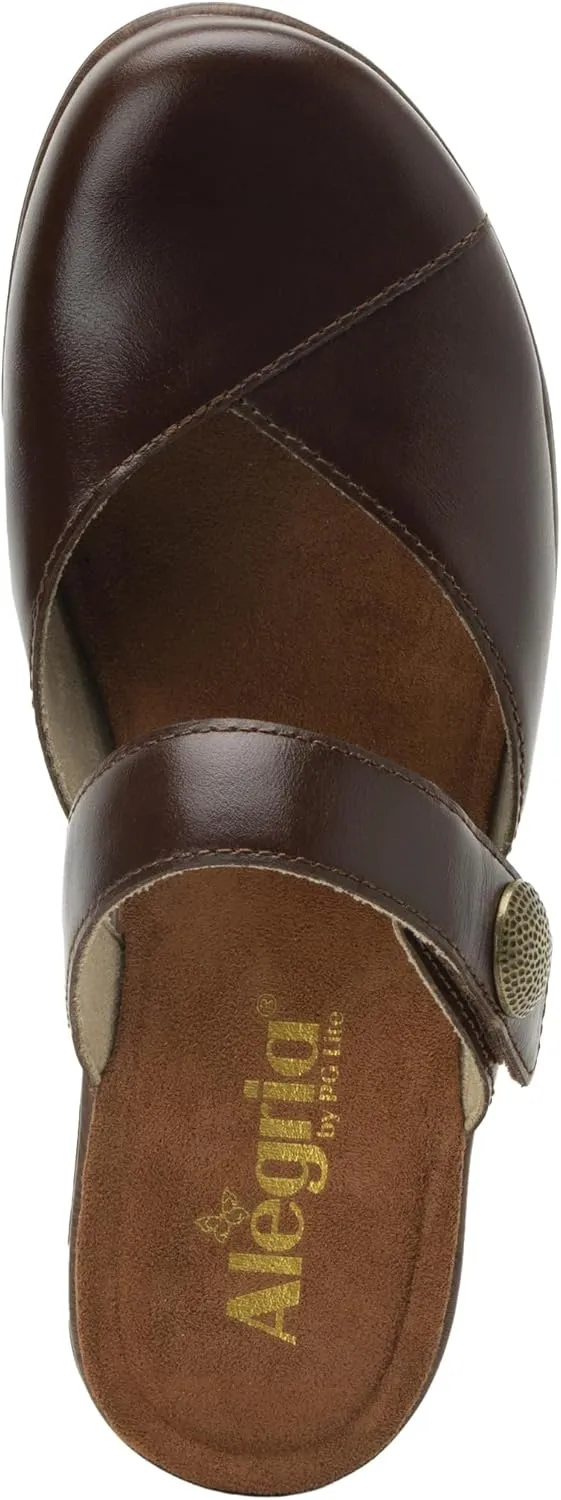 Alegria Womens Sydni Leather Open Back Slip-On Wedge Heel