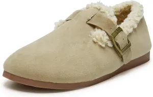 Alexis Leroy Women's Slip On Fuzzy Mules Comfortable Flat Lightweight Casual Travel Shoes