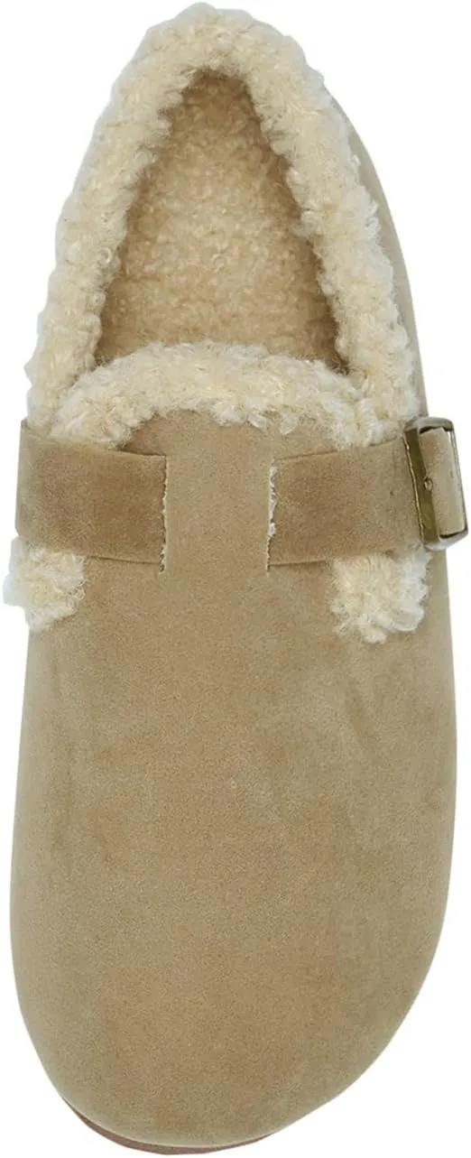 Alexis Leroy Women's Slip On Fuzzy Mules Comfortable Flat Lightweight Casual Travel Shoes