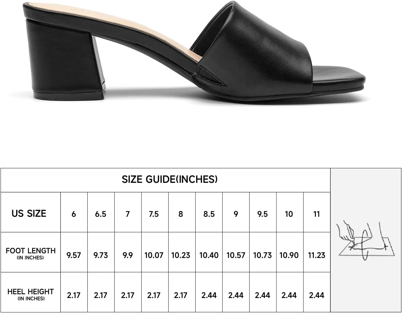 ALLOT Women's Square Toe Heeled Sandals Low Chunky Heel Comfortable Dress Heels Slip on Casual Pumps Shoes