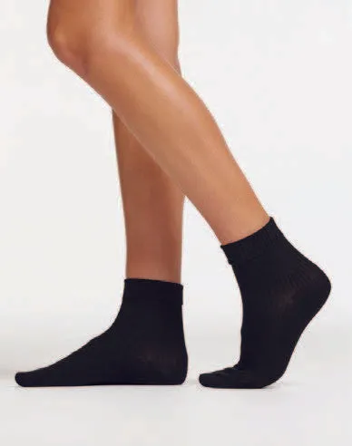 Ambra Cuffed Rib Crew Socks - Black/Grey