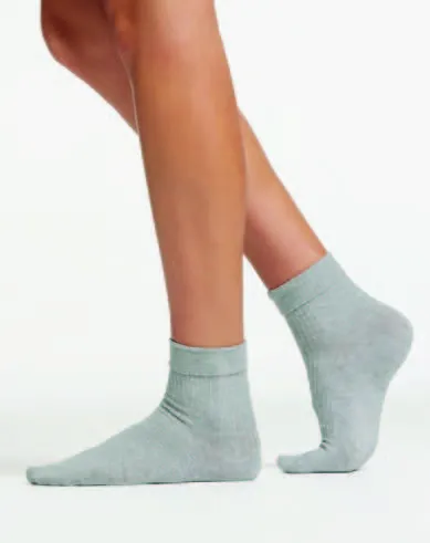 Ambra Cuffed Rib Crew Socks - Black/Grey