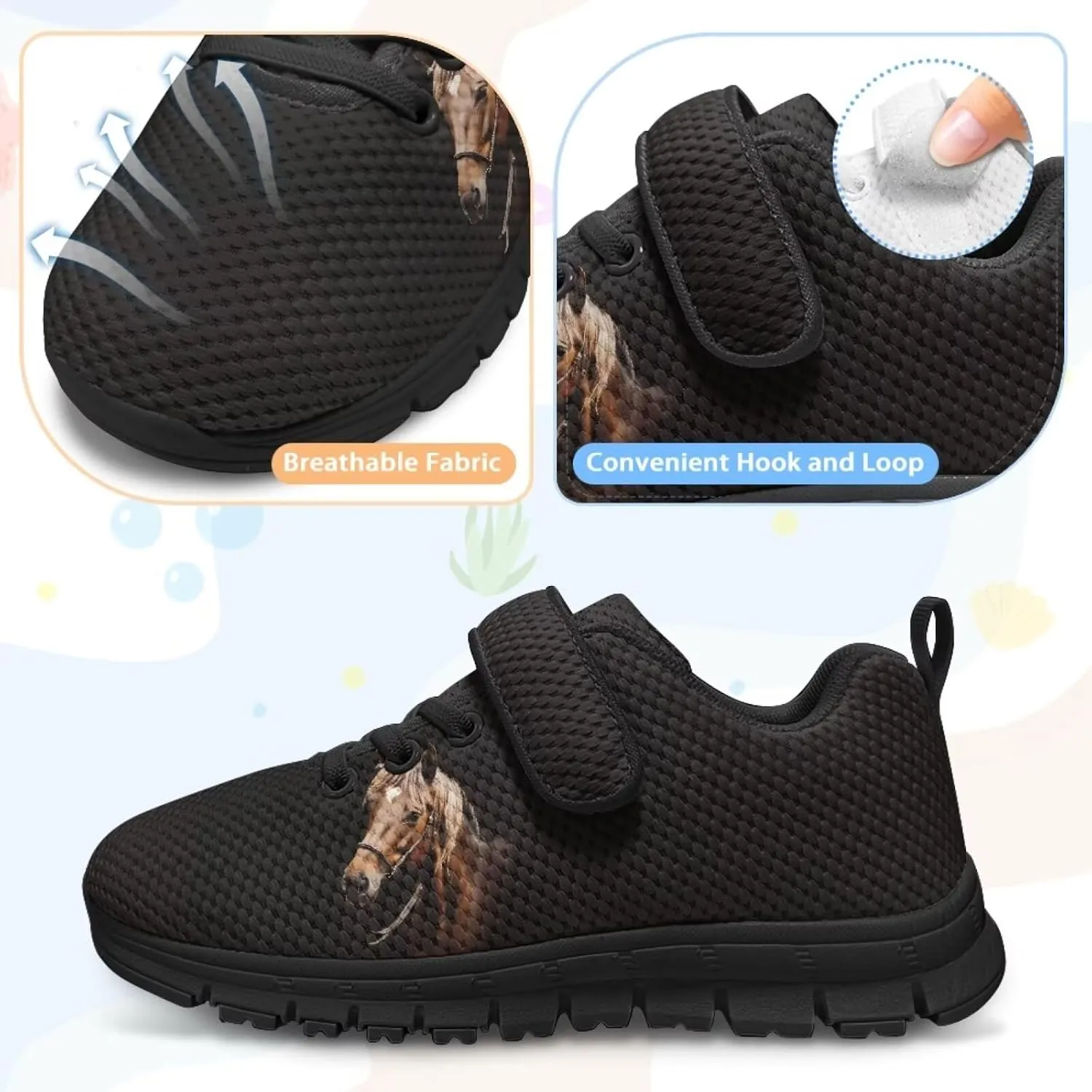 Animal Print Shoes for Kids Girls One Strap Tennis Sneakers Mesh Running Shoes Lightweight Athletic Shoes