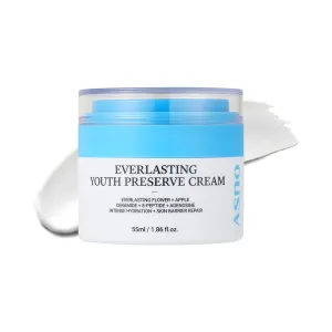 ASNO Everlasting Youth Preserve Cream 55ml, Skin Barrier Repairing, Wrinkle Improving, Long-lasting Hydartion, Dry & Sensitive Skin, Everlasting Flower   Ceramide   Apple   8-Peptide, Korean Skin Care