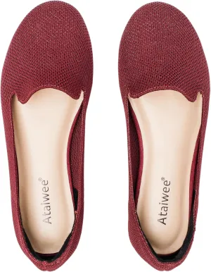 Ataiwee Women's Wide Width Flat Shoes - Casual Round Toe Breathable Plus Size Comfortable Non-Slip Loafers.