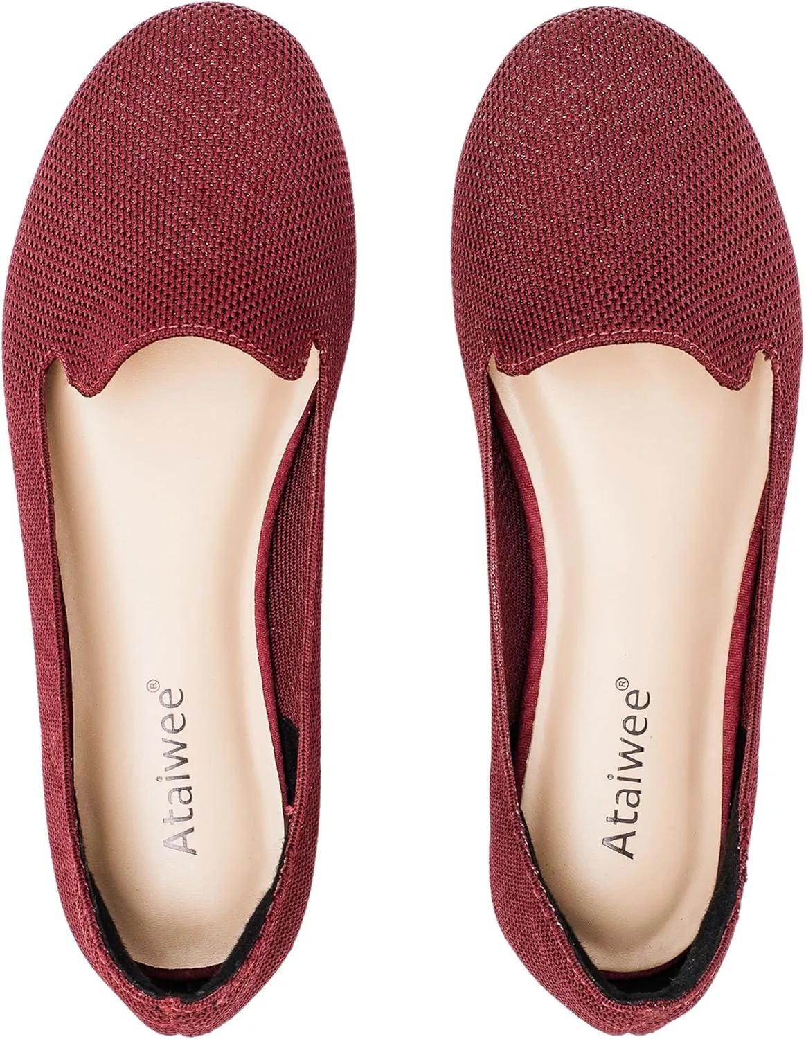 Ataiwee Women's Wide Width Flat Shoes - Casual Round Toe Breathable Plus Size Comfortable Non-Slip Loafers.