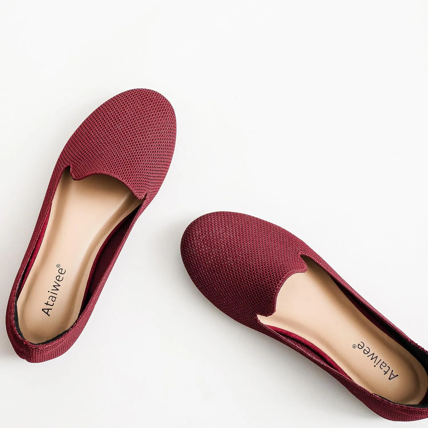 Ataiwee Women's Wide Width Flat Shoes - Casual Round Toe Breathable Plus Size Comfortable Non-Slip Loafers.