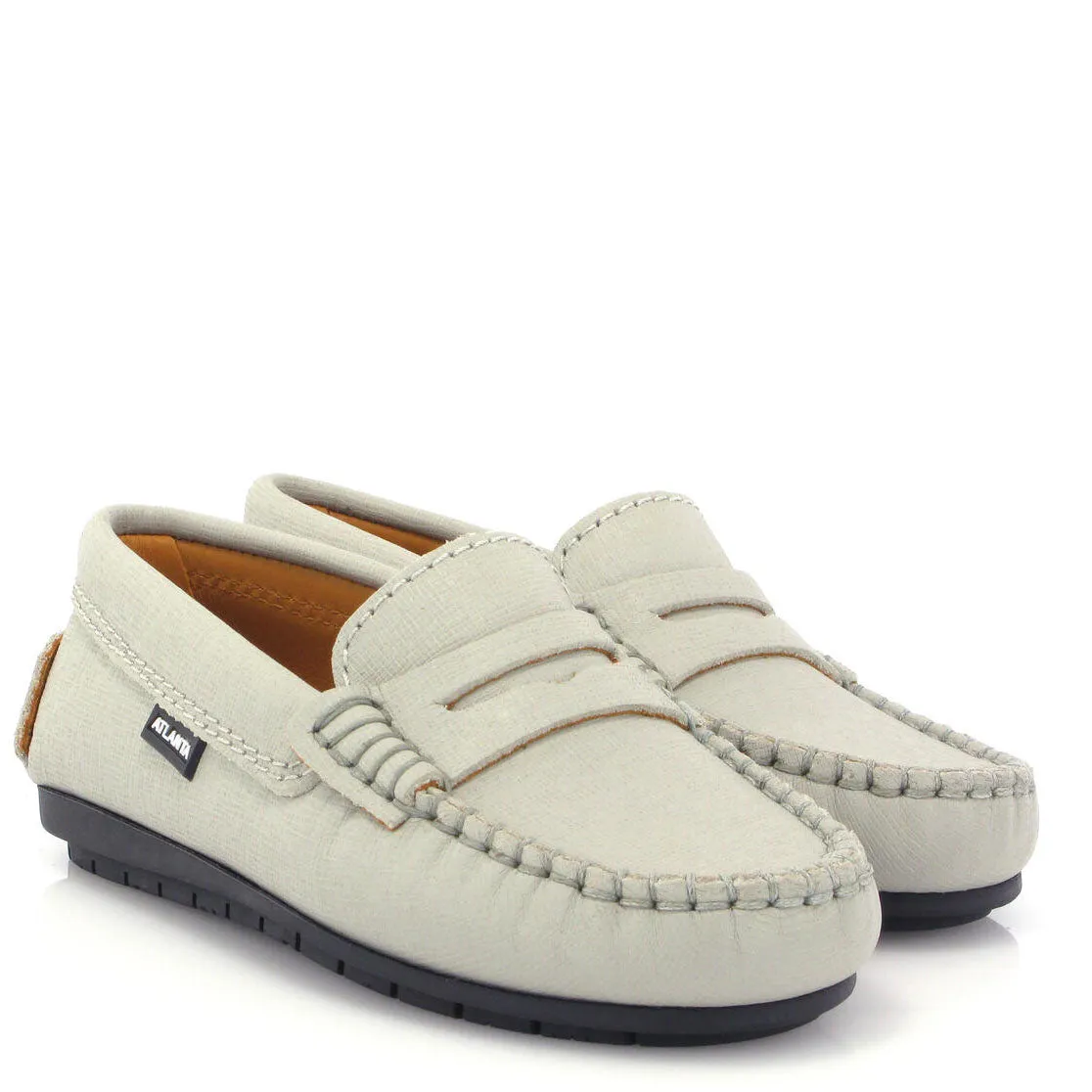 Atlanta Mocassin Gray Stone Textured Penny Loafer