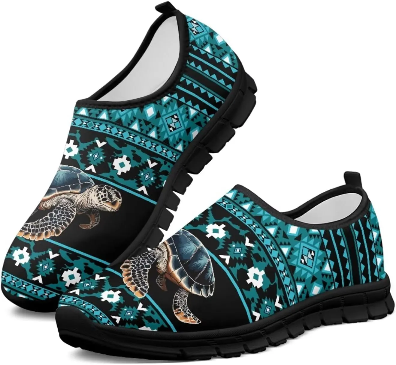 Aztec Walking Shoes for Women Casual Slip On Non Skid Flat Sneakers Fashion Breathable Tennis Work Footwear