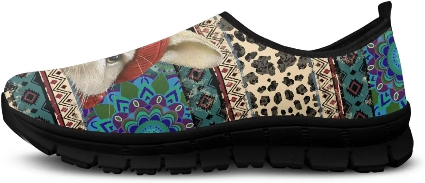 Aztec Walking Shoes for Women Casual Slip On Non Skid Flat Sneakers Fashion Breathable Tennis Work Footwear