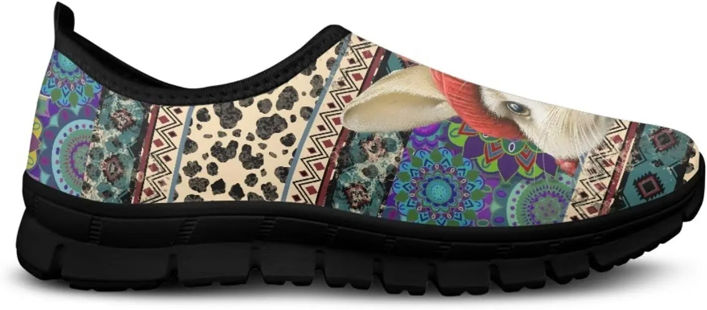 Aztec Walking Shoes for Women Casual Slip On Non Skid Flat Sneakers Fashion Breathable Tennis Work Footwear