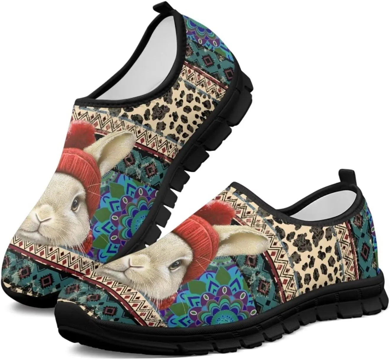 Aztec Walking Shoes for Women Casual Slip On Non Skid Flat Sneakers Fashion Breathable Tennis Work Footwear