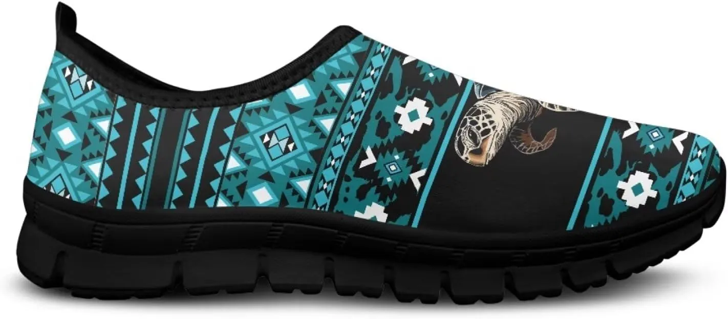 Aztec Walking Shoes for Women Casual Slip On Non Skid Flat Sneakers Fashion Breathable Tennis Work Footwear