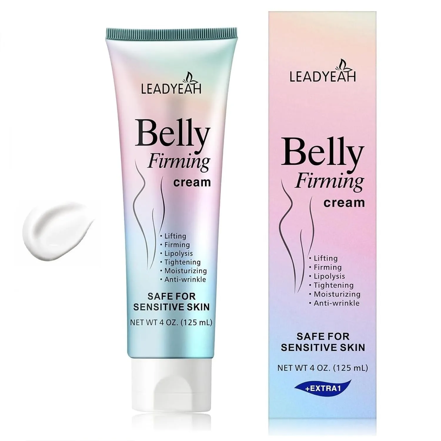 B Flat Belly Firming Cream - Moisturizing, Firming for Stomach, Thighs and Butt, Body Lotion for Women and Men, 125 ML