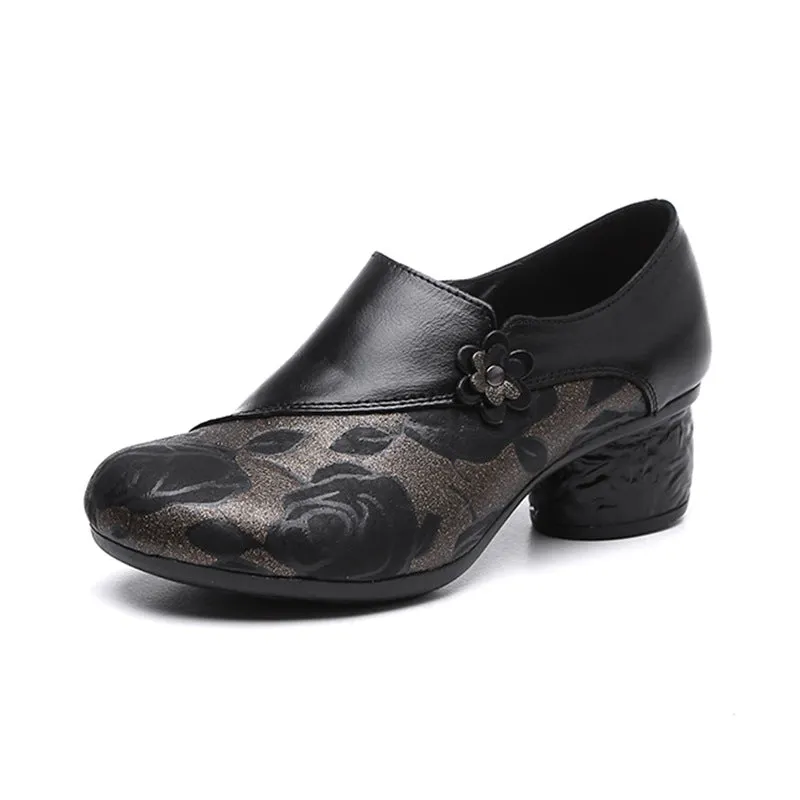 Babakud Women Autumn Ethnic Style Slip-On Leather Soft Sole Shoes