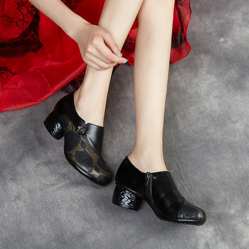 Babakud Women Autumn Ethnic Style Slip-On Leather Soft Sole Shoes