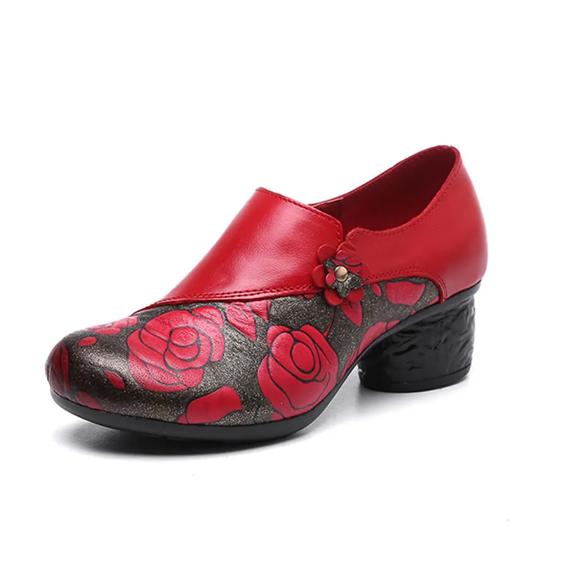 Babakud Women Autumn Ethnic Style Slip-On Leather Soft Sole Shoes