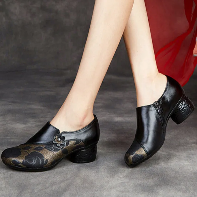 Babakud Women Autumn Ethnic Style Slip-On Leather Soft Sole Shoes