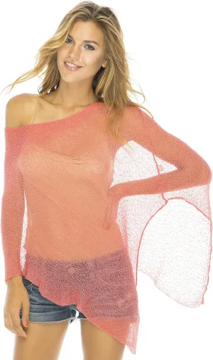 Back From Bali Womens Sheer Poncho Shrug Bolero, Lightweight Summer Shrug Pullover Sweater