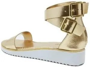 BAMBOO Women's Double Ankle Strap Faux Leather Platform Flats Sandal Pansy-02