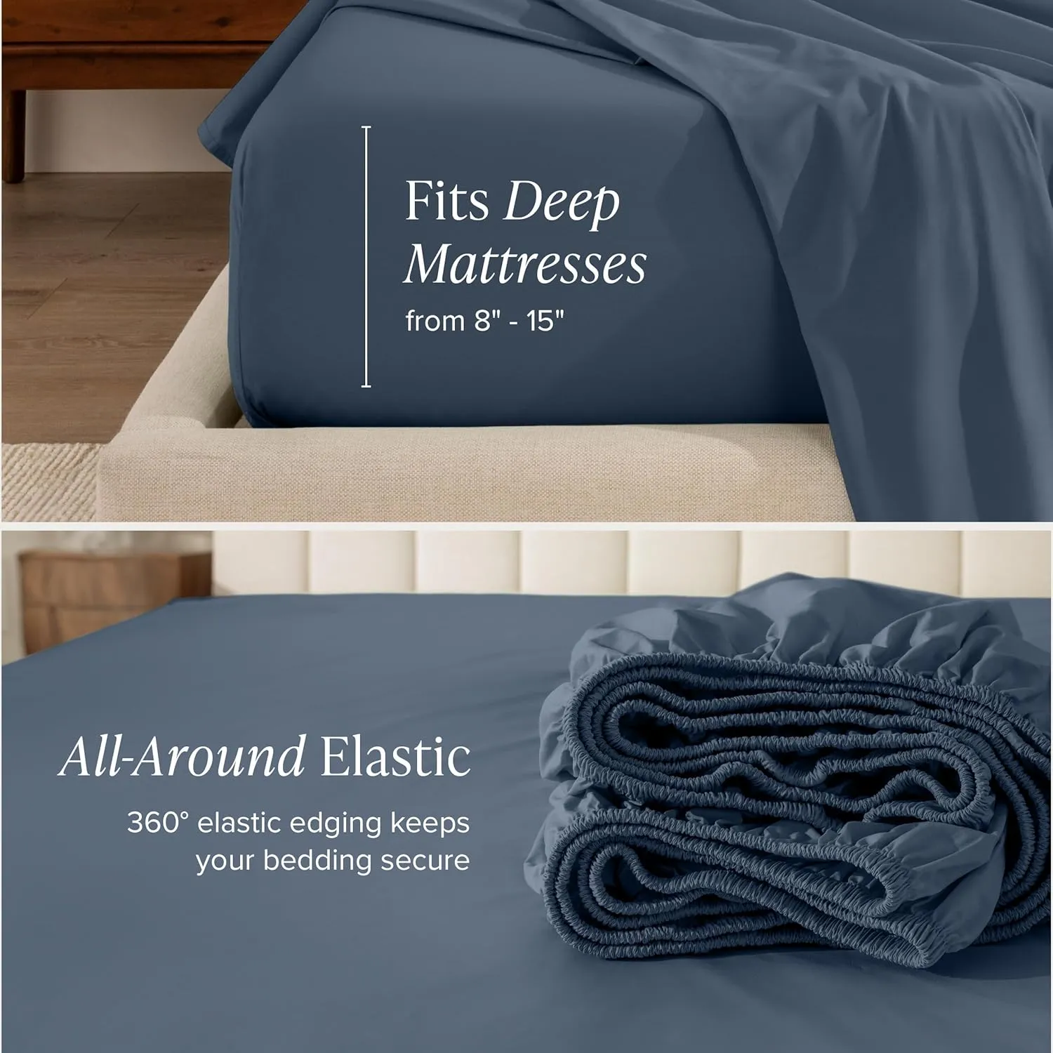 Bare Home 100% Organic Cotton Twin XL Sheet Set - Crisp Percale Weave - 260 Thread Count - Lightweight & Breathable - Bedding Sheets & Pillowcases (Twin XL, Bering Sea)
