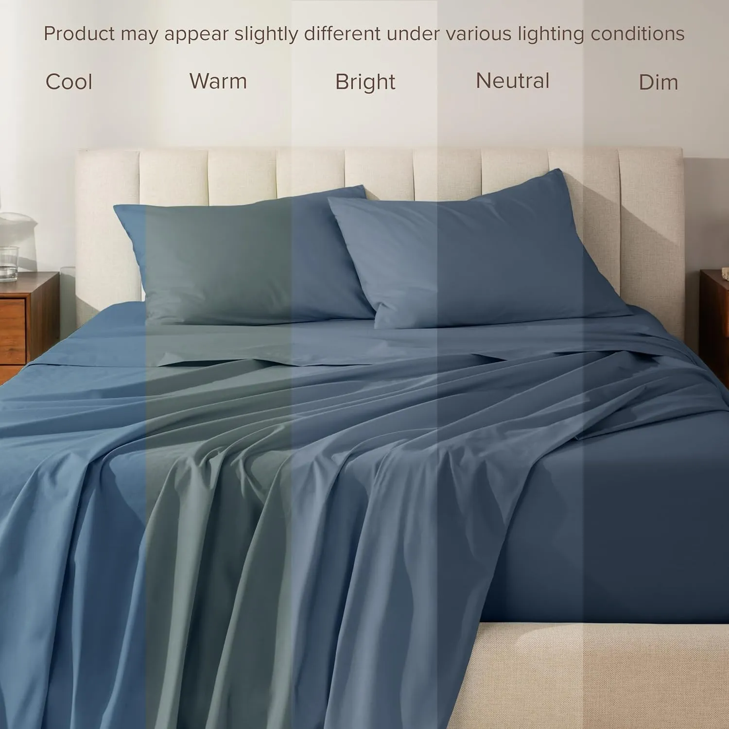 Bare Home 100% Organic Cotton Twin XL Sheet Set - Crisp Percale Weave - 260 Thread Count - Lightweight & Breathable - Bedding Sheets & Pillowcases (Twin XL, Bering Sea)