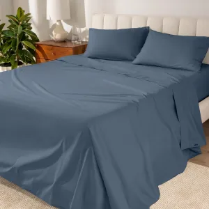 Bare Home 100% Organic Cotton Twin XL Sheet Set - Crisp Percale Weave - 260 Thread Count - Lightweight & Breathable - Bedding Sheets & Pillowcases (Twin XL, Bering Sea)